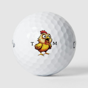 Personalized Worried Chicken Callaway Golf Balls