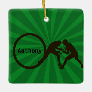 Personalized Wrestlers  Christmas Ornament