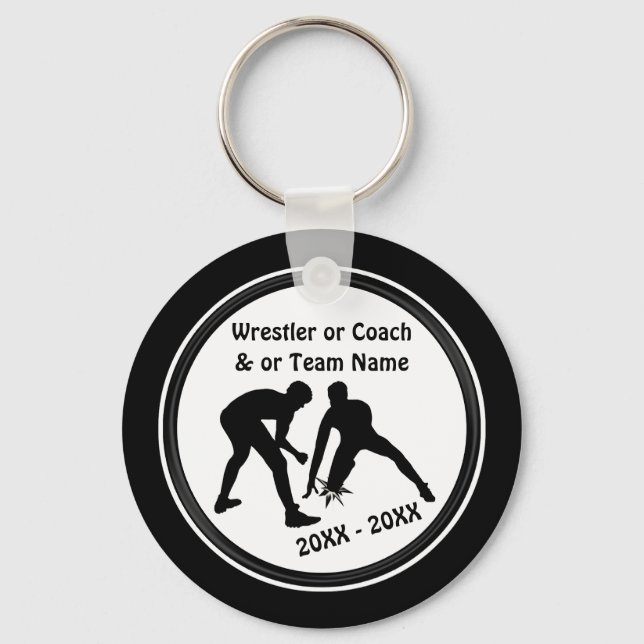 Personalized Wrestling Gifts for Wrestlers, Black Key Ring (Front)