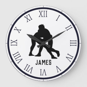 PERSONALIZED Wrestling  Large Clock