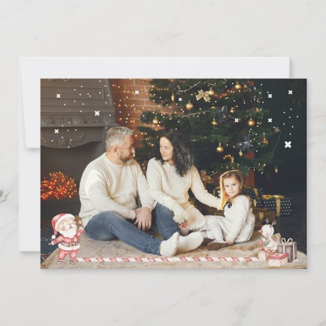 Personalized Xmas Card w/ Santa & presents (Front)