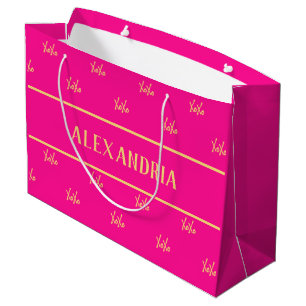 Personalized XOXO Hot Pink Valentine’s Day Large Gift Bag