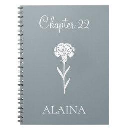 Personalized Year Carnation January Birth Flower  Notebook