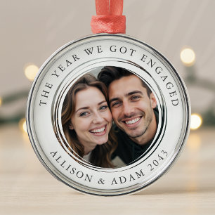 Personalized Year We Got Engaged Photo Metal Tree Decoration