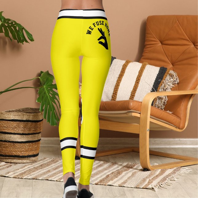 Personalized Yellow Black White Pet Mama Stripes Leggings (Creator Uploaded)