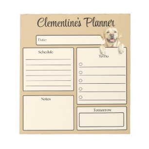 Personalized Yellow Labrador Daily Planner Notepad