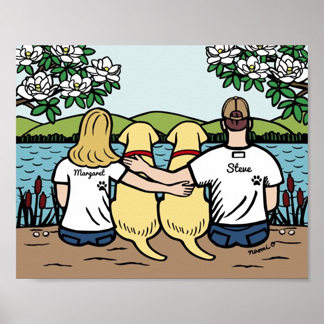 Personalized Yellow Labrador Family Blonde Long B  Poster (Front)