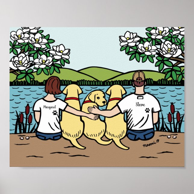 Personalized Yellow Labrador Family Brown Short B Poster (Front)