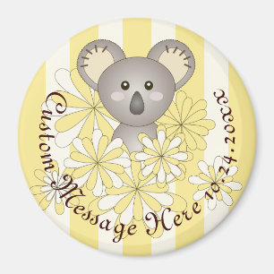 Personalized Yellow Stripe Baby Koala Party Favor Magnet