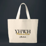 Personalized YHWH YAHWEH Above All Else Christian Large Tote Bag<br><div class="desc">Personalized YHWH YAHWEH Above All Else Inspirational Christian unisex tote bag for men and women. Stylish inspirational Christian tote bag designed with YHWH and ABOVE ALL ELSE in white and gold typography. The A and the E are set to form part of the Jewish name for God, YAHWEH. Underneath there...</div>