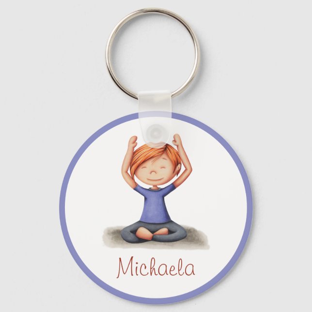 Personalized yoga keychain. Yoga keychain gift. (Front)
