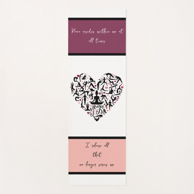 Personalized yoga mat with heart and text (Front)