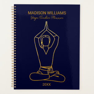 Personalized Yoga Teacher Navy Gold 2023 Planner