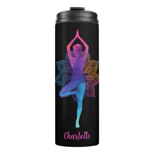 Personalized Yoga Thermal Tumbler – Add Your Name (Front)
