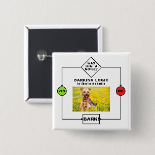 Personalized Yorkie Dog Barking Logic Photo Name 15 Cm Square Badge