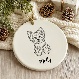 Personalized Yorkie Dog Christmas Ceramic Tree Decoration