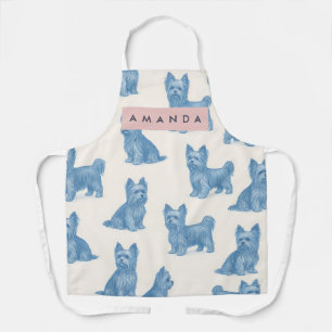 Personalized Yorkshire Terrier Blue Name Gift Cute Apron