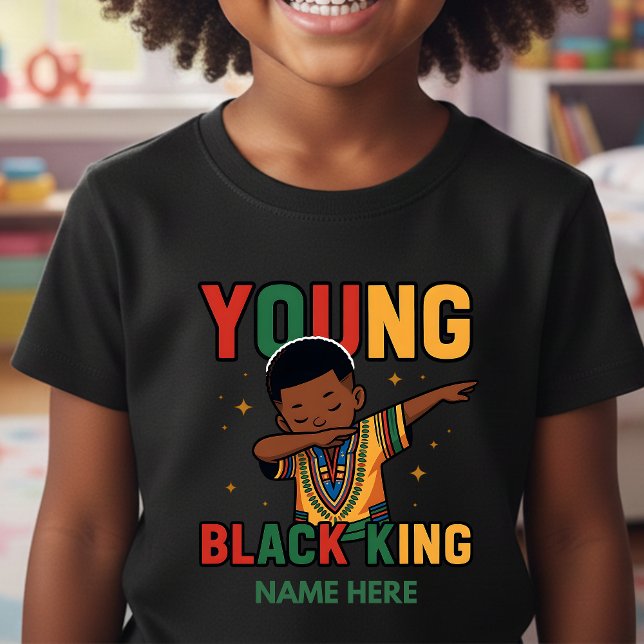 Personalized Young Black King Dabbing Boy T-Shirt (Creator Uploaded)