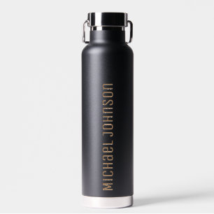 Personalized Your Name Black Gold Water Bottle