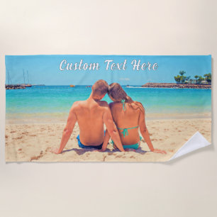 Personalized Your Photo Beach Towel Custom Text