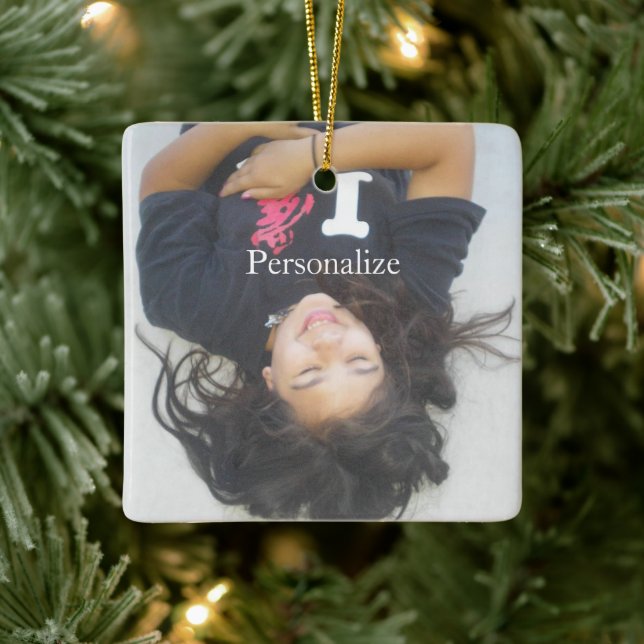 Personalized Your Photo & Text Ceramic Ornament (Tree)