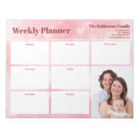 Personalized Your Photo Weekly Planner Pink Hearts