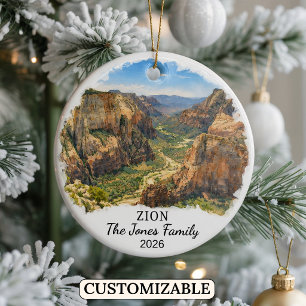 Personalized Zion National Park Ornament, Utah Ceramic Tree Decoration