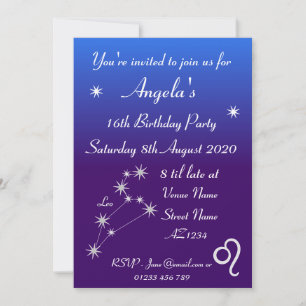 Personalized Zodiac Leo Galaxy Party Invitation