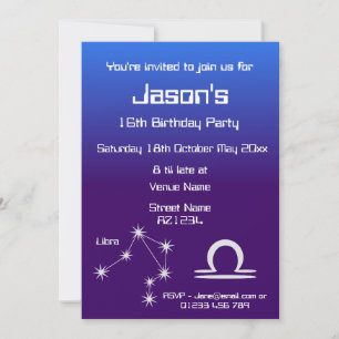 Personalized Zodiac Libra Galaxy Party Invitation