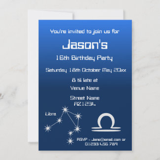 Personalized Zodiac Libra Galaxy Party Invitation