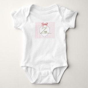 Personalized Zoey Baby Girl Nursery Bow&Gingham  Bodysuit