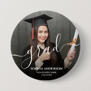personalizedGraduate Simple Modern Script Classic  7.5 Cm Round Badge