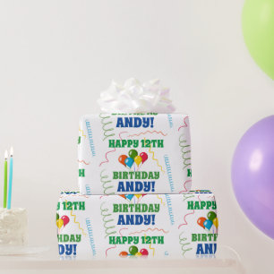PersonalizedHappy Birthday Balloons Gift Wrapping Paper