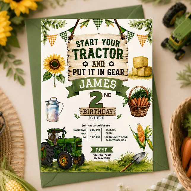 PersonalizedTractor Birthday Party Invitation  (Creator Uploaded)