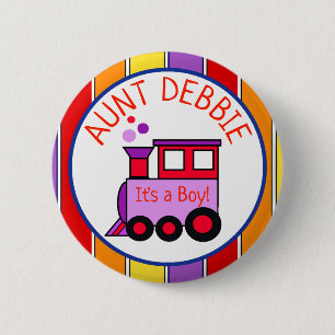 PersonalizedTrain Baby Shower Auntie to Be 6 Cm Round Badge