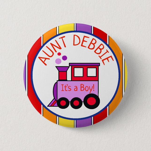 PersonalizedTrain Baby Shower Auntie to Be 6 Cm Round Badge (Front)