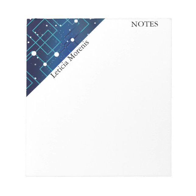 Personalizeed Blue & White Circuit Board Design Notepad (Front)
