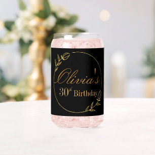 Personalizes Birthday with Golden Frame Can Glass