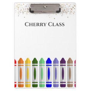 Personalizes Crayon Star Design Class Clipboard