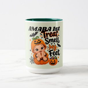   PersonalizeTreat Smell My Feet Baby,  Halloween  Two-Tone Coffee Mug