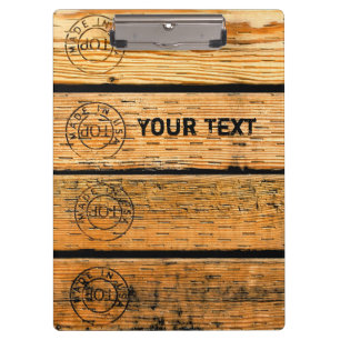 Personalizsble Wood Planks Stamped w "Made in USA" Clipboard