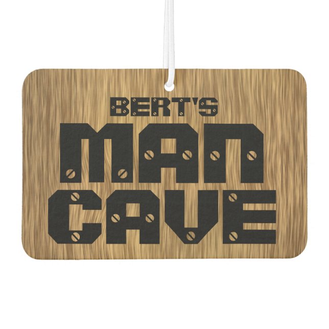 Personalzied Man Cave Wood Grain Car Air Freshener (Front)