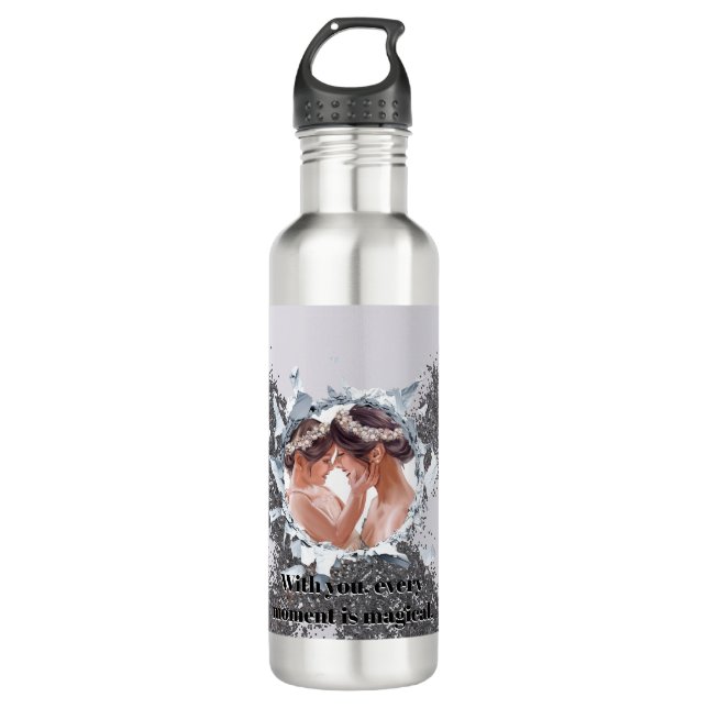 PERSONILIZE TEXT AND PICTURE  710 ML WATER BOTTLE (Front)