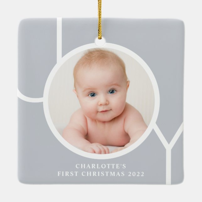 Personilized Baby's First Christmas Photo  Ceramic Ornament (Back)