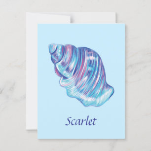 Personilized rainbow ocean seashell illustration postcard