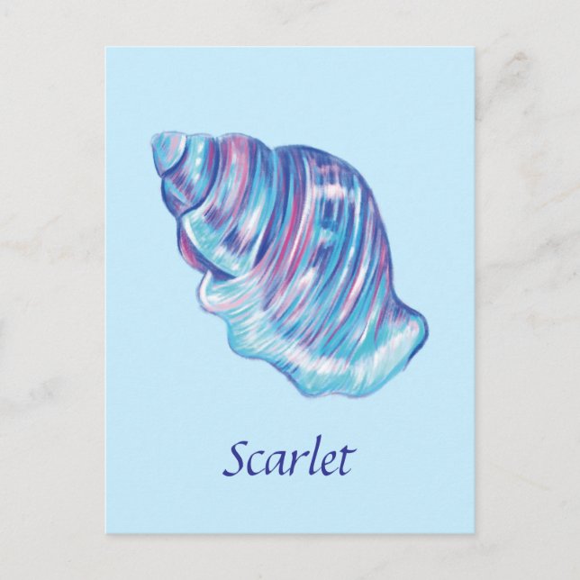 Personilized rainbow ocean seashell illustration postcard (Front)