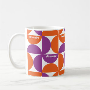 Personised Orange and Purple Mid Century Modern Coffee Mug