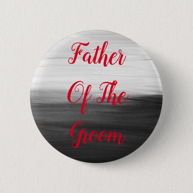 Personlaized Red Text Father of Groom Button (Front)