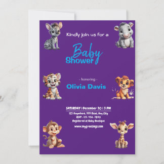 Personlaized Safari Baby Shower Invitation
