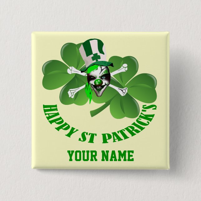 Personlalized  Irish pirate St Patrick's day 15 Cm Square Badge (Front)